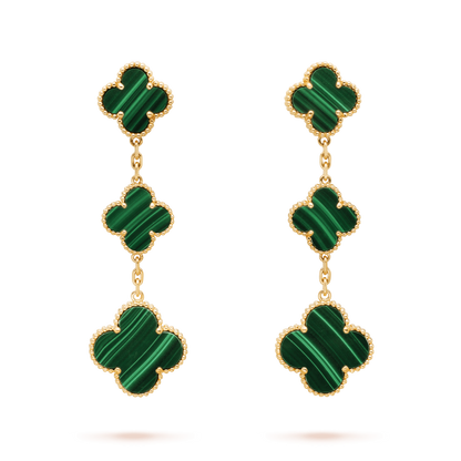 [Glow Muse]CLOVER MALACHITE 3 MOTIFS GOLD