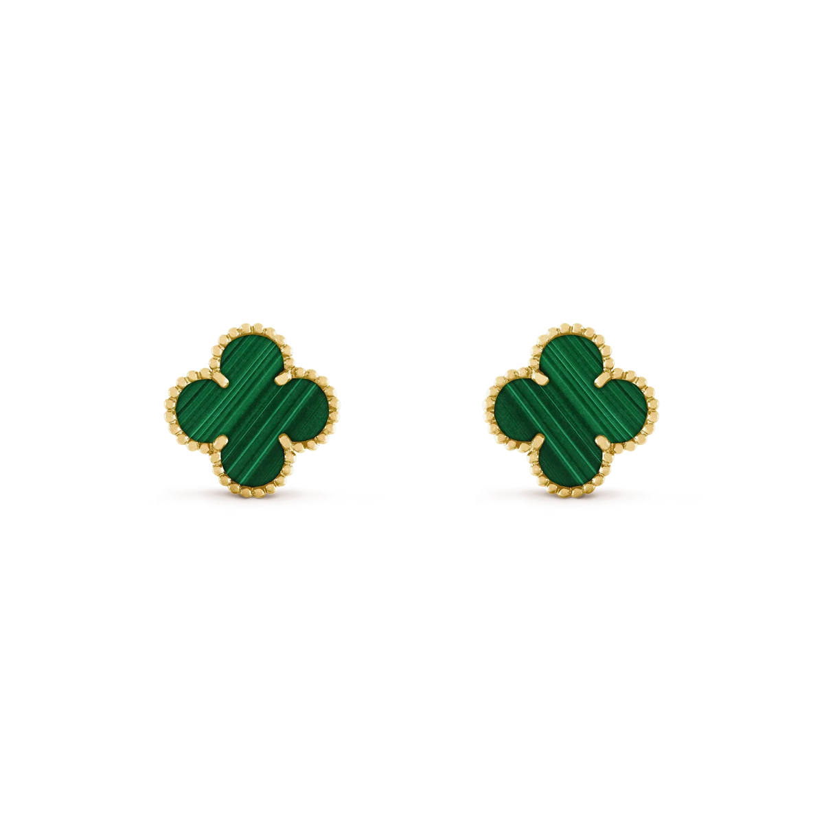 [Glow Muse]CLOVER MEDIUM 1 MOTIFS MALACHITE  EARRINGS