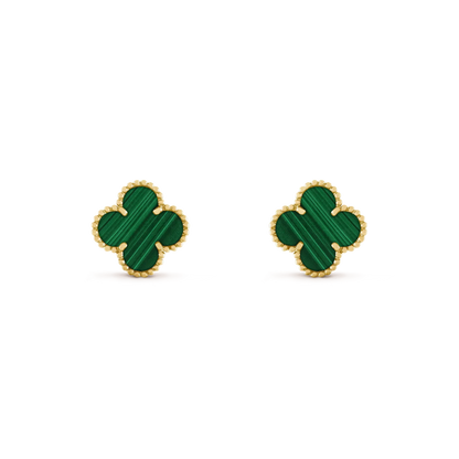 [Glow Muse]CLOVER MEDIUM 1 MOTIFS MALACHITE  EARRINGS