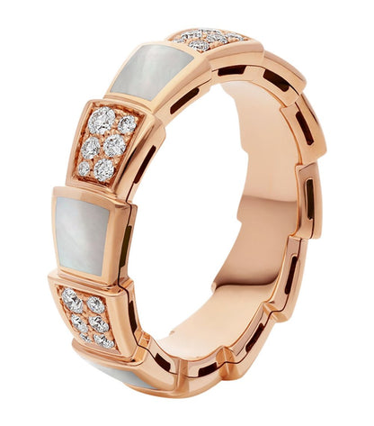 [Glow Muse]SERPENTI RING PINK GOLD MOP DIAMOND PAVED 4MM
