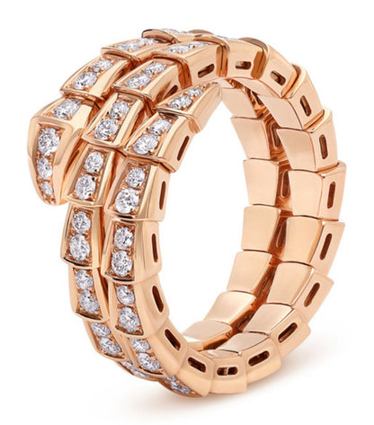 [Glow Muse]SERPENTI RING PINK GOLD DIAMOND DOUBLE ROW