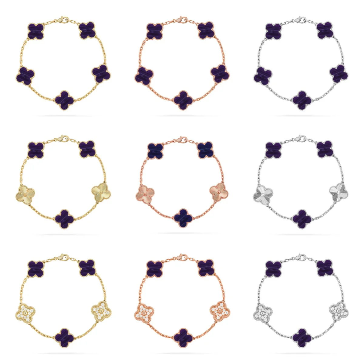 [⭐Glow Muse]CLOVER 5 MOTIF PURPLE STRIPES BRACELET COLLECTION