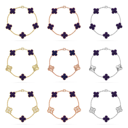 [⭐Glow Muse]CLOVER 5 MOTIF PURPLE STRIPES BRACELET COLLECTION