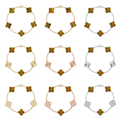 [⭐Glow Muse] CLOVER 5 MOTIFS TIGER EYE BRACELET COLLECTION