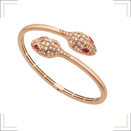 [Glow Muse]SERPENTI BRACELET PINK GOLD DIAMOND DOUBLE SNAKE