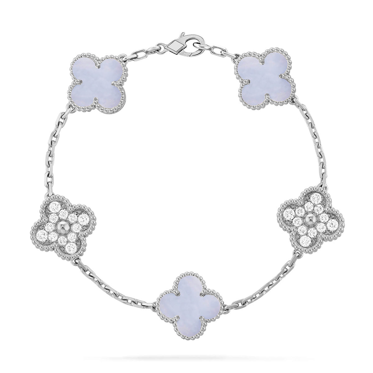 [⭐Glow Muse] CLOVER 5 MOTIF PURPLE CHALCEDONY BRACELET COLLECTION