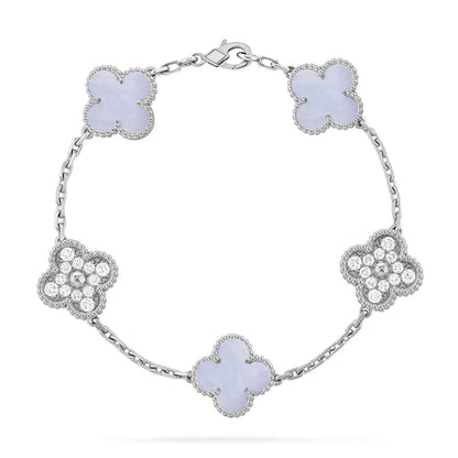 [⭐Glow Muse] CLOVER 5 MOTIF PURPLE CHALCEDONY BRACELET COLLECTION
