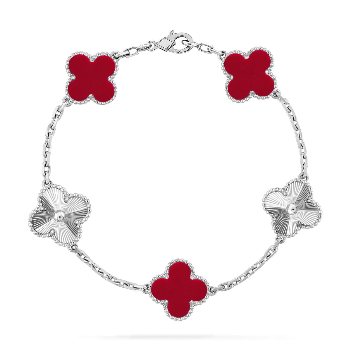[⭐Glow Muse] CLOVER 5 MOTIF RED CORNELIAN BRACELET COLLECTION