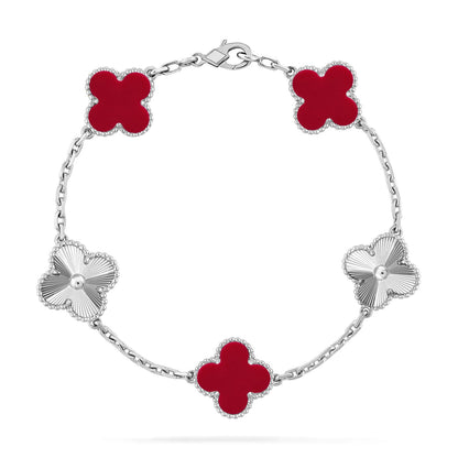 [⭐Glow Muse] CLOVER 5 MOTIF RED CORNELIAN BRACELET COLLECTION