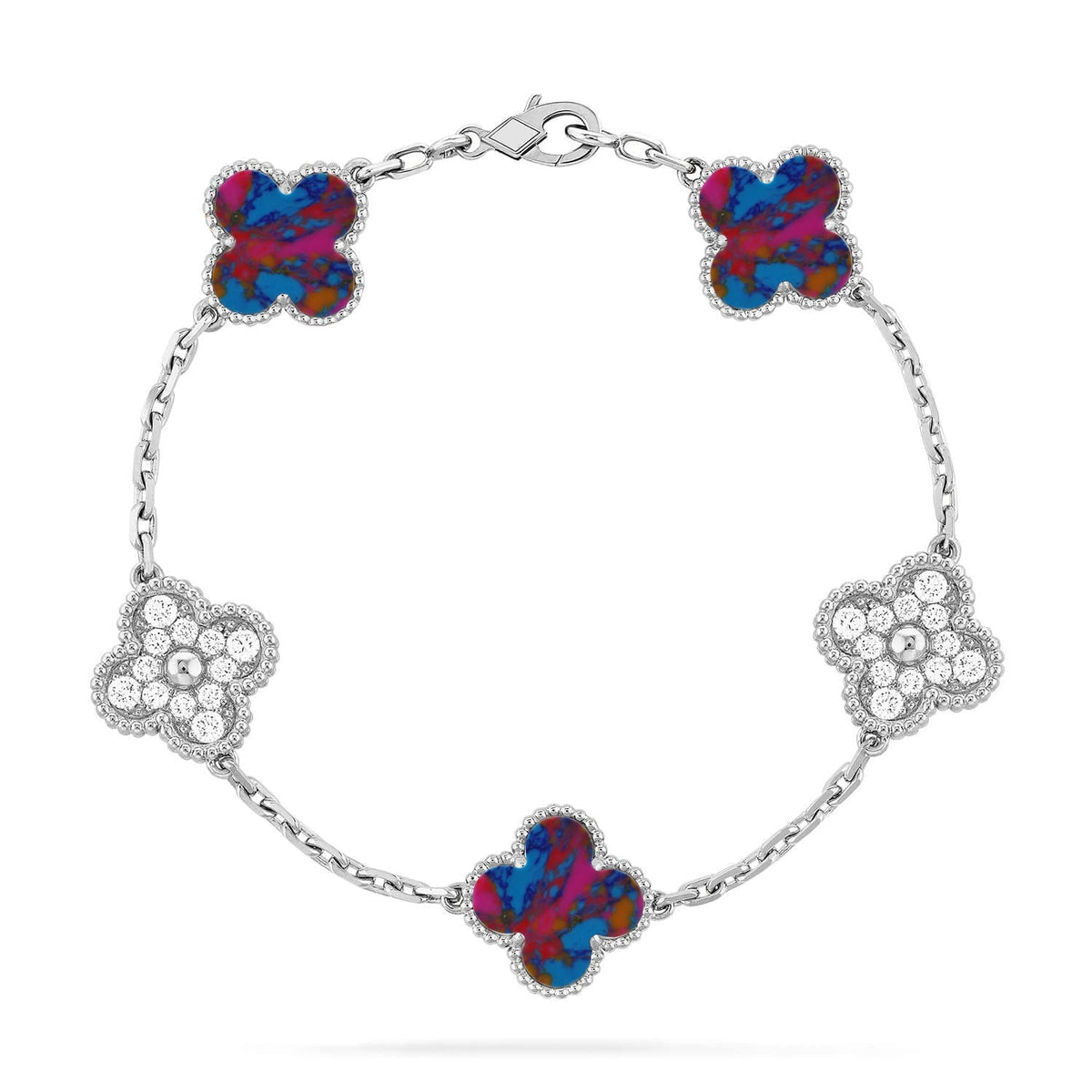[⭐Glow Muse]CLOVER 5 MOTIF COLOR GEMSTONES BRACELET COLLECTION