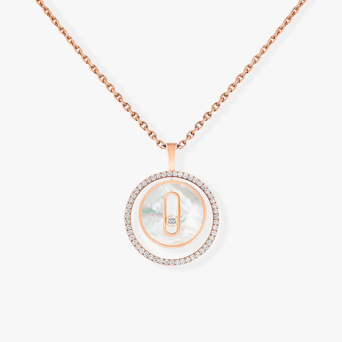 [Glow Muse]Demo MOVE 1 DIAMOND WHITE MOTHER OF PEARL PINK GOLD DIAMOND NECKLACE