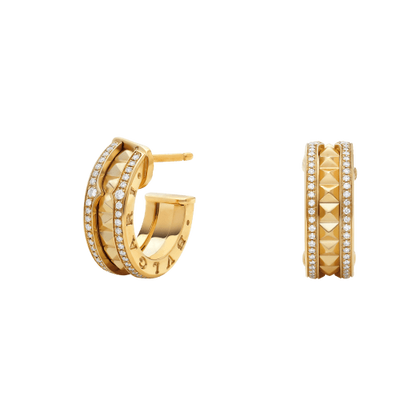 [Glow Muse]ZERO 1 ROCK GOLD EARRINGS WITH STUDDED SPIRAL AND PAVED DIAMONDS