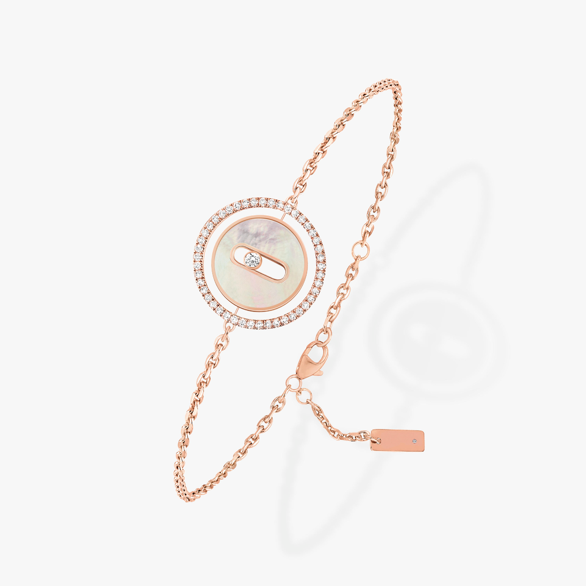 [Glow Muse]Demo MOVE WHITE MOTHER OF PEARL PINK GOLD DIAMOND BRACELET