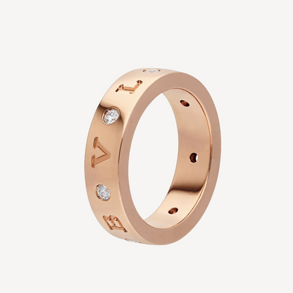[Glow Muse]ZERO 1 ESSENTIAL PINK GOLD BAND WITH DIAMONDS RING