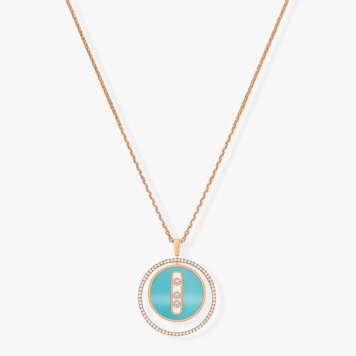 [Glow Muse]Demo MOVE 3 DIAMONDS TURQUOISE PINK GOLD DIAMOND NECKLACE