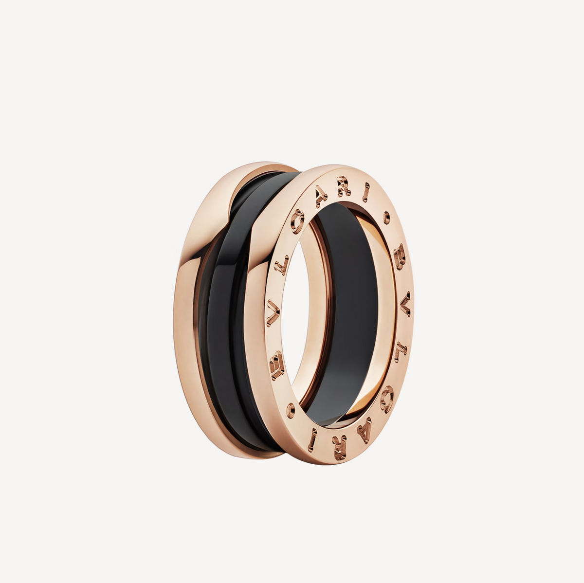 [Glow Muse]ZERO 1 TWO-BAND LOOPS AND BLACK CERAMIC PINK GOLD RING