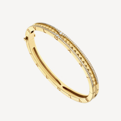 [Glow Muse]ZERO 1 SPIRAL AND PAVED DIAMOND GOLD BRACELET