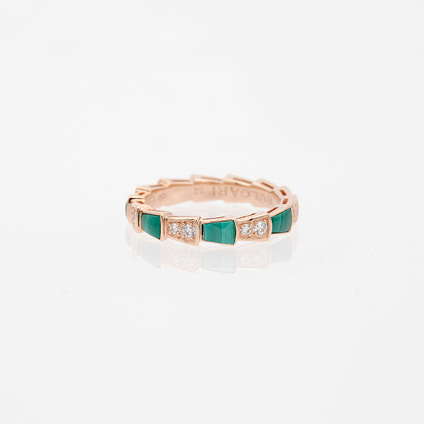 [Glow Muse]SERPENTI RING PINK GOLD MALACHITE DIAMOND 3MM