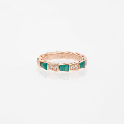 [Glow Muse]SERPENTI RING PINK GOLD MALACHITE DIAMOND 3MM