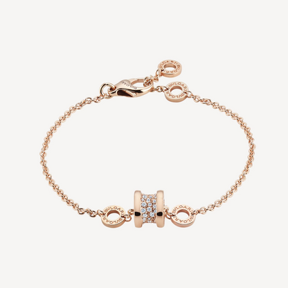 [Glow Muse]ZERO 1 SOFT PINK GOLD WITH PAVED DIAMONDS ON THE SPIRAL BRACELET