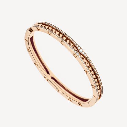 [Glow Muse]ZERO 1 SPIRAL AND PAVED DIAMOND PINK GOLD BRACELET