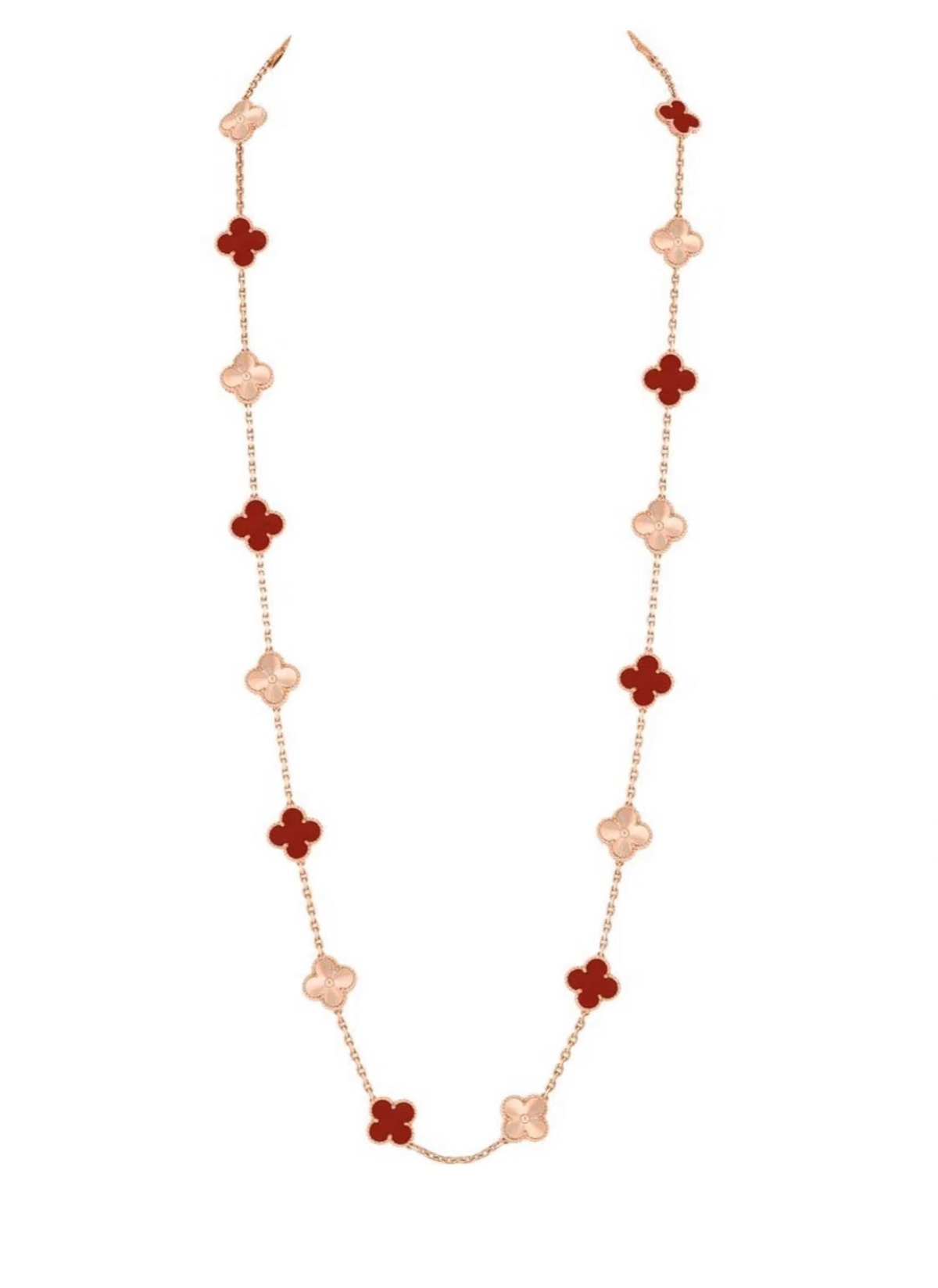 [Glow Muse]CLOVER 20 MOTIFS LASER CARNELIAN NECKLACE