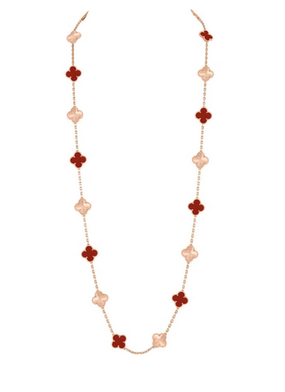 [Glow Muse]CLOVER 20 MOTIFS LASER CARNELIAN NECKLACE
