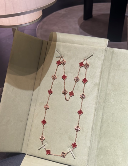 [Glow Muse]CLOVER 20 MOTIFS LASER CARNELIAN NECKLACE