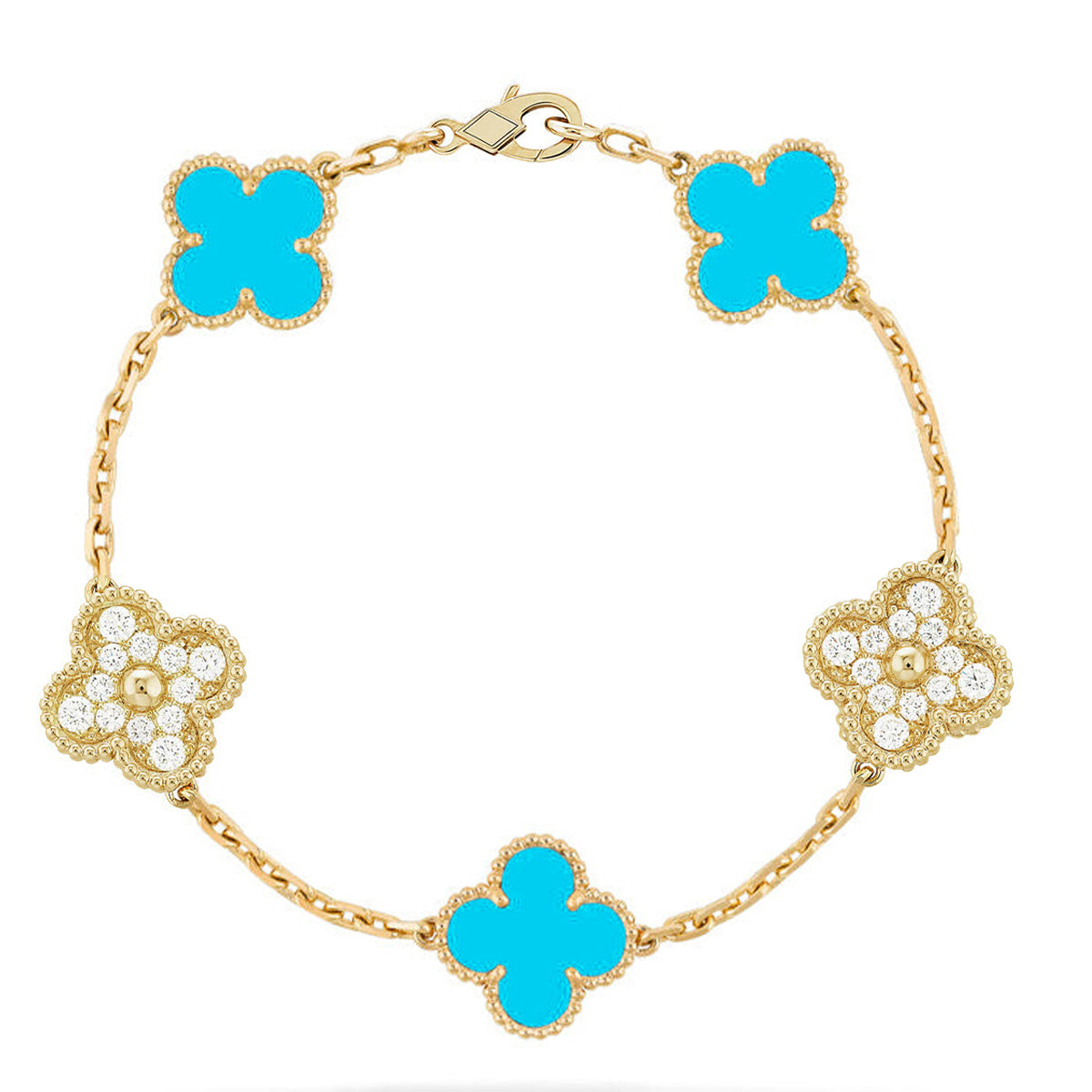 [⭐Glow Muse] CLOVER 5 MOTIF TURQUOISE BRACELET COLLECTION