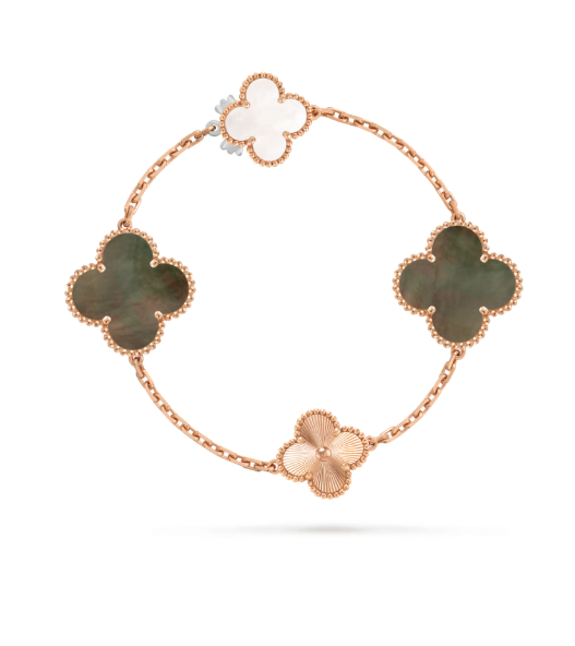 [Glow Muse]DETACHABLE CLOVER 15(11+4) FLOWER SILVER NECKLACE SET