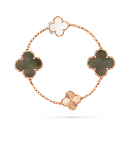 [Glow Muse]DETACHABLE CLOVER 15(11+4) FLOWER SILVER NECKLACE SET