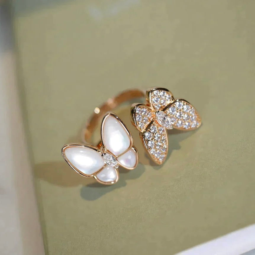 [Glow Muse]TWIN BUTTERFLY DIAMOND MOP RING