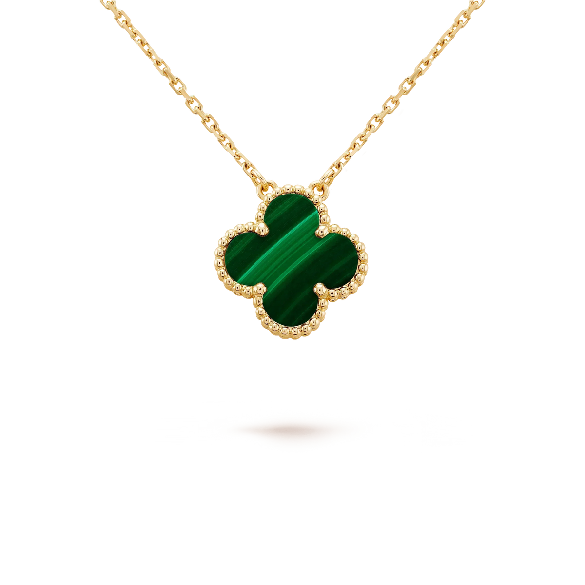 [Glow Muse]CLOVER 15MM MALACHITE SINGLE FLOWER  NECKLACE