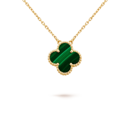 [Glow Muse]CLOVER 15MM MALACHITE SINGLE FLOWER  NECKLACE