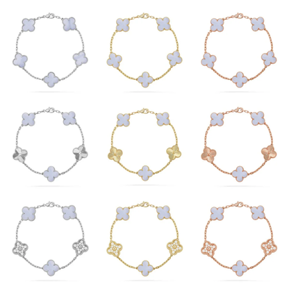 [⭐Glow Muse] CLOVER 5 MOTIF PURPLE CHALCEDONY BRACELET COLLECTION