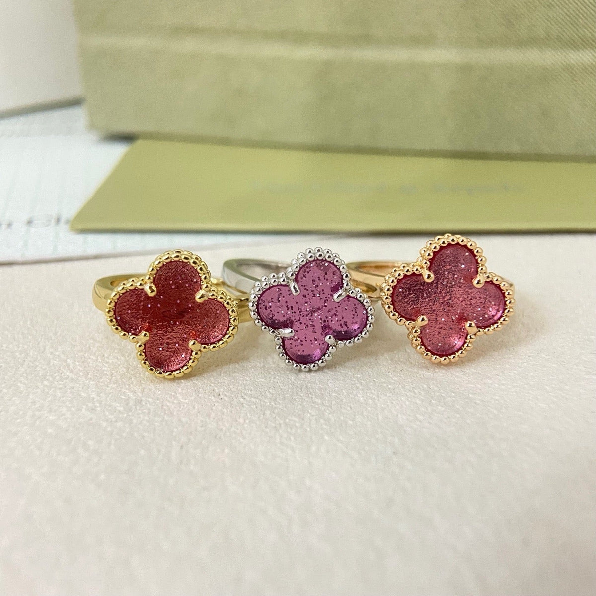 [⭐Glow Muse]NEW ROSE QUARTZ FOUR-LEAF CLOVER RING