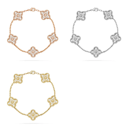 [⭐Glow Muse] CLOVER 5 MOTIF FULL DIAMOND BRACELET COLLECTION