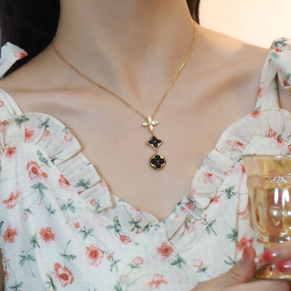 [Glow Muse]STAR AND SUN ONYX PINK GOLD NECKLACE