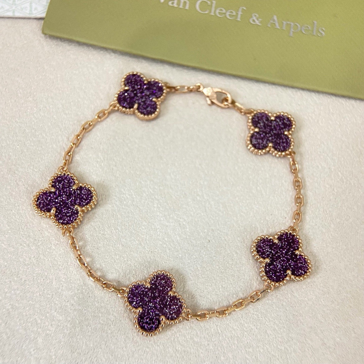 [⭐Glow Muse]NEW PURPLE SAND-GOLD FOUR-LEAF CLOVER 5-FLOWER BRACELET