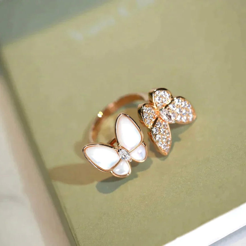 [Glow Muse]TWIN BUTTERFLY DIAMOND MOP RING