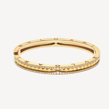 [Glow Muse]ZERO 1 SPIRAL AND PAVED DIAMOND GOLD BRACELET