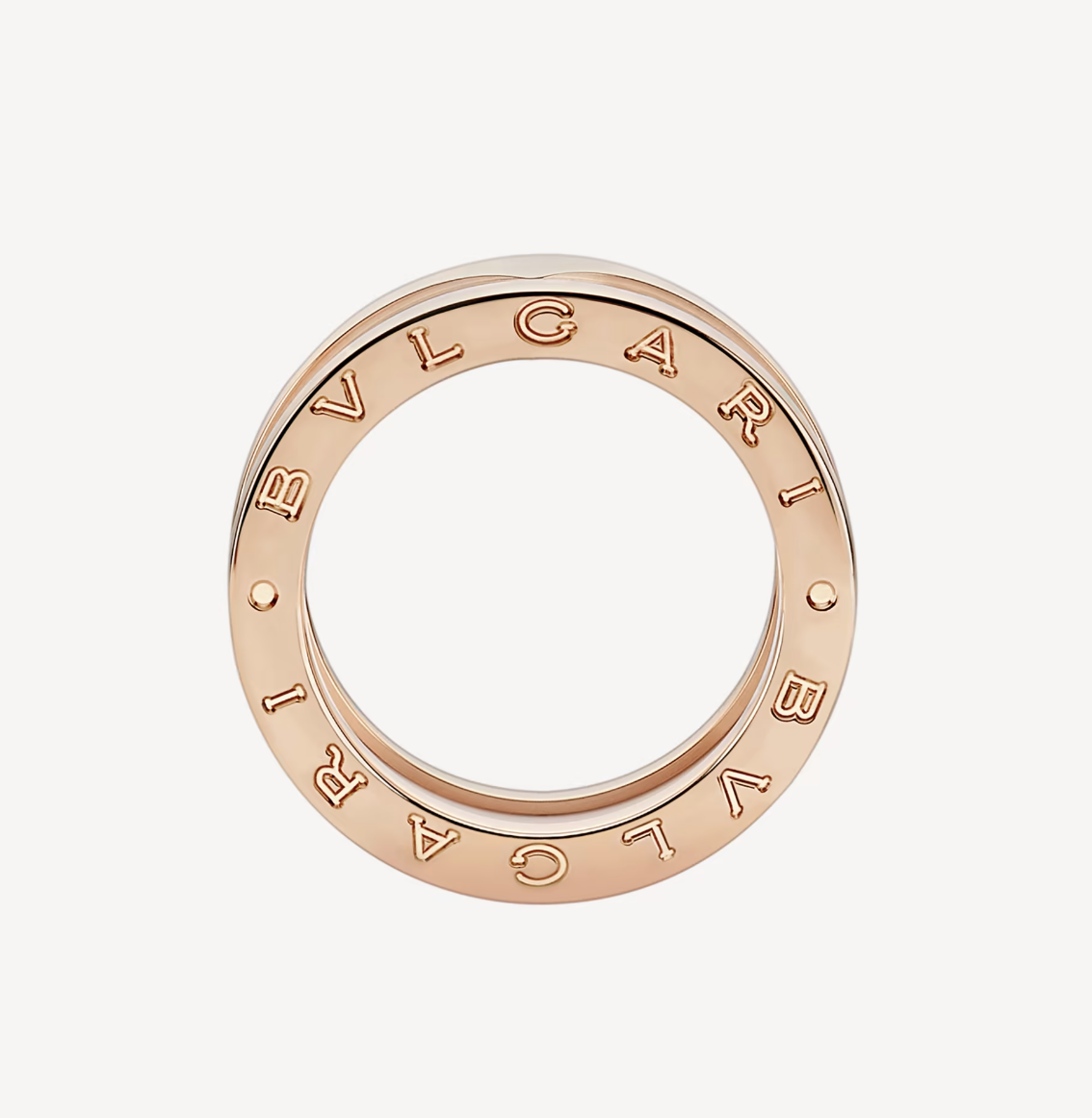 [Glow Muse]ZERO 1 TWO-BAND LOOPS AND WHITE CERAMIC SPIRAL PINK GOLD RING