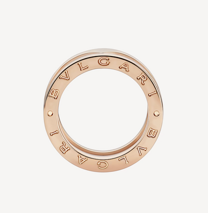 [Glow Muse]ZERO 1 TWO-BAND LOOPS AND WHITE CERAMIC SPIRAL PINK GOLD RING