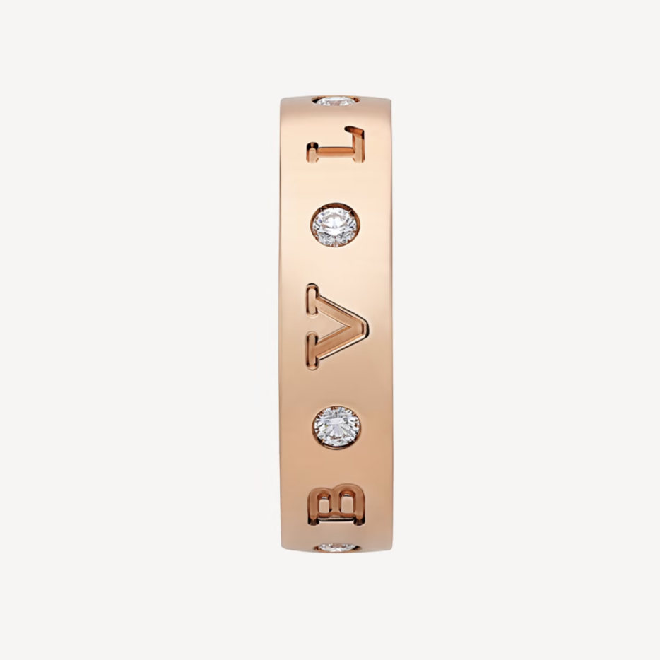 [Glow Muse]ZERO 1 ESSENTIAL PINK GOLD BAND WITH DIAMONDS RING