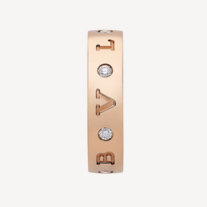 [Glow Muse]ZERO 1 ESSENTIAL PINK GOLD BAND WITH DIAMONDS RING