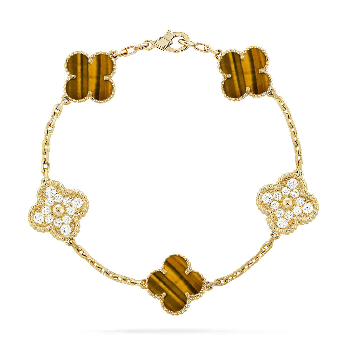 [⭐Glow Muse] CLOVER 5 MOTIFS TIGER EYE BRACELET COLLECTION