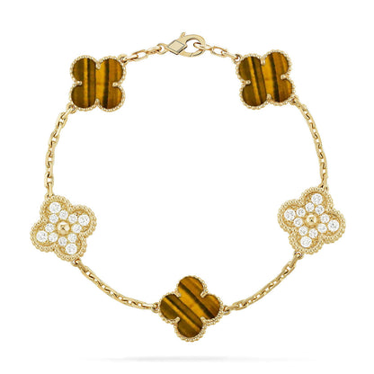 [⭐Glow Muse] CLOVER 5 MOTIFS TIGER EYE BRACELET COLLECTION