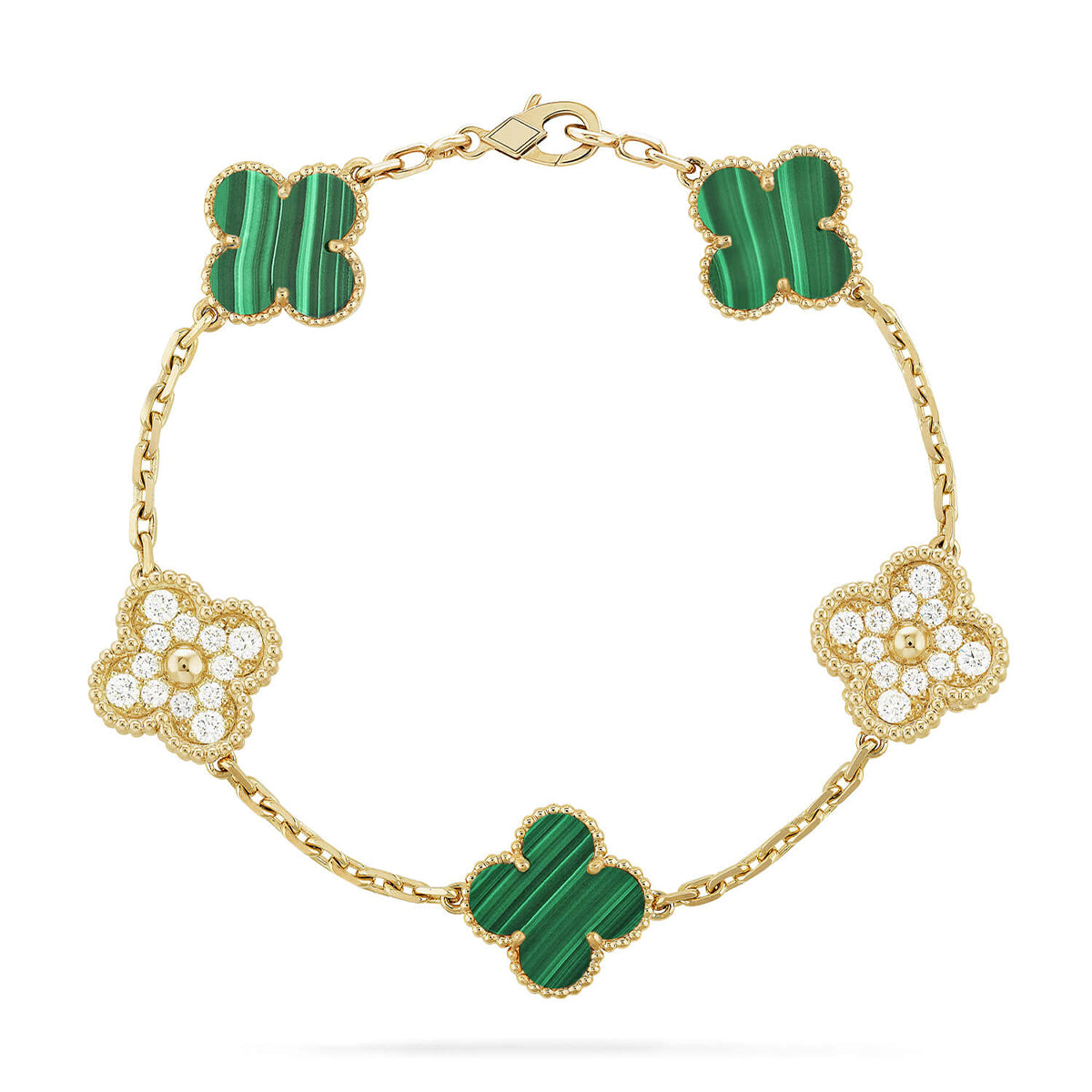 [⭐Glow Muse] CLOVER 5 MOTIF MALACHITE BRACELET COLLECTION