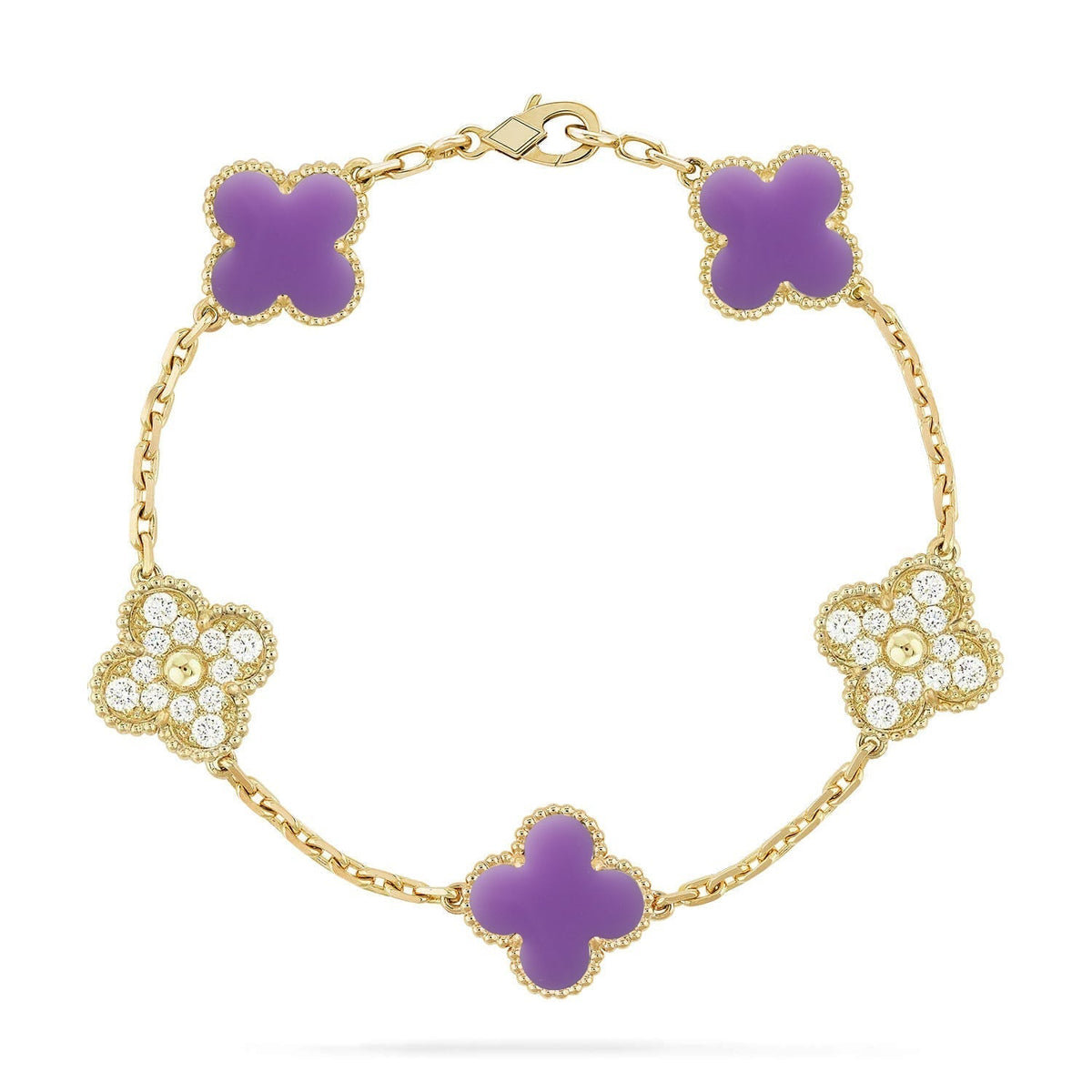 [⭐Glow Muse]CLOVER 5 MOTIF LIGHT PURPLE BRACELET COLLECTION