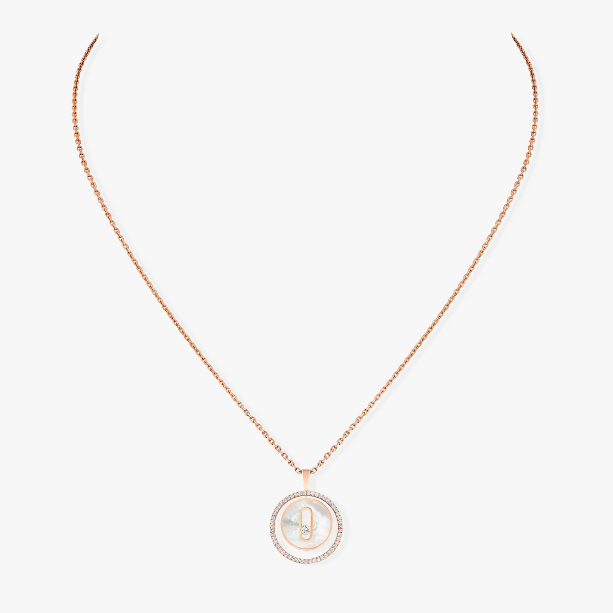 [Glow Muse]Demo MOVE 1 DIAMOND WHITE MOTHER OF PEARL PINK GOLD DIAMOND NECKLACE